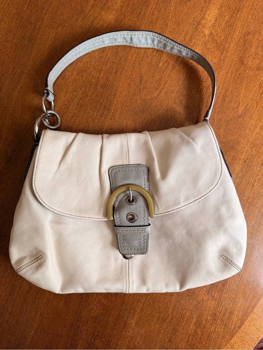 Coach hobo Y2K Soft Cream Shoulder Bag with Buckle Accent